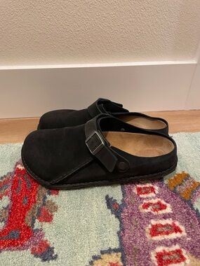 Birkenstock Lutry Premium Suede Black Slip on Clogs 43